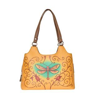 Genuine Leather Printed Shoulder Tote Bag for Women–Top Handle Handbag Daily Use